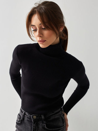 Dagbjørt | Ribstrik Sweater med Rullekrave