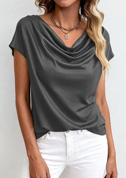 Ulrikke | Bluse med Vandfaldshals