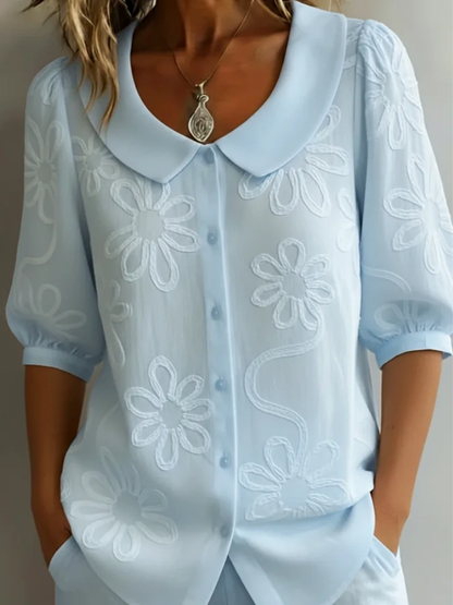 Clara | Bluse med Blomsterbroderi