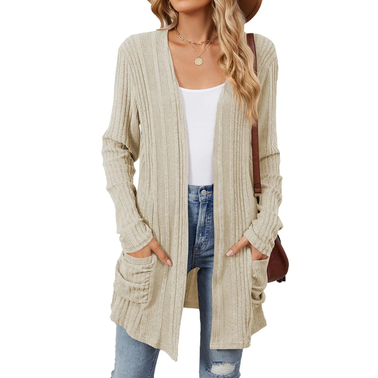 Gjertrud | Lang Cardigan med Lommer