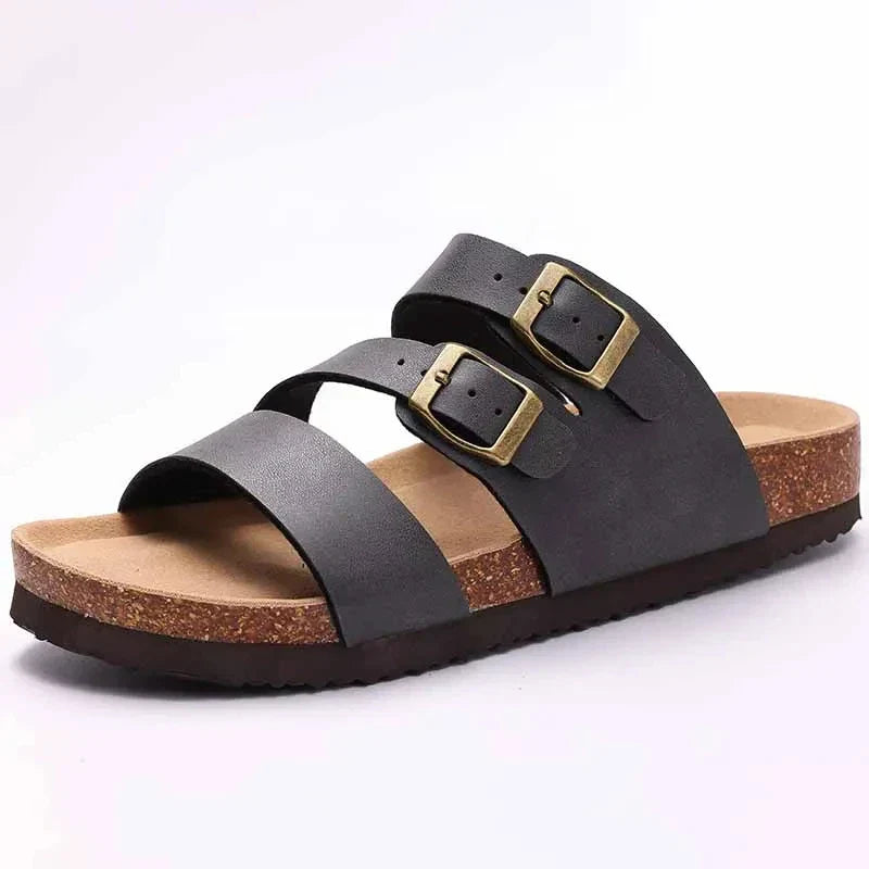 Roma | Triple Strap Cork Sandaler