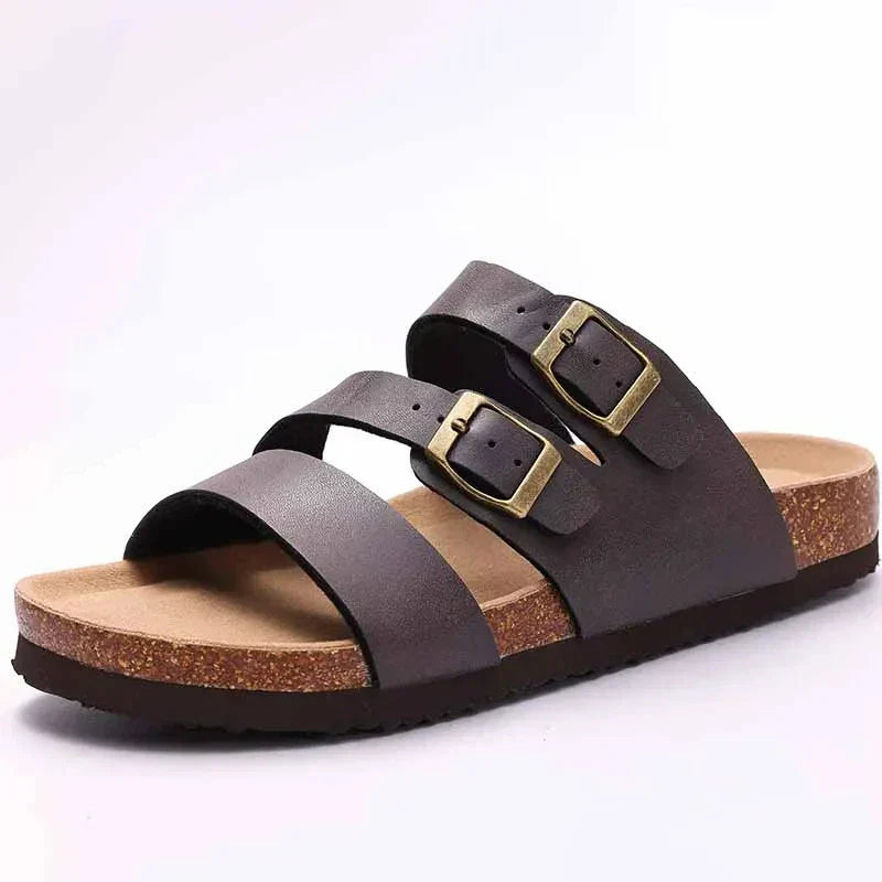 Roma | Triple Strap Cork Sandaler