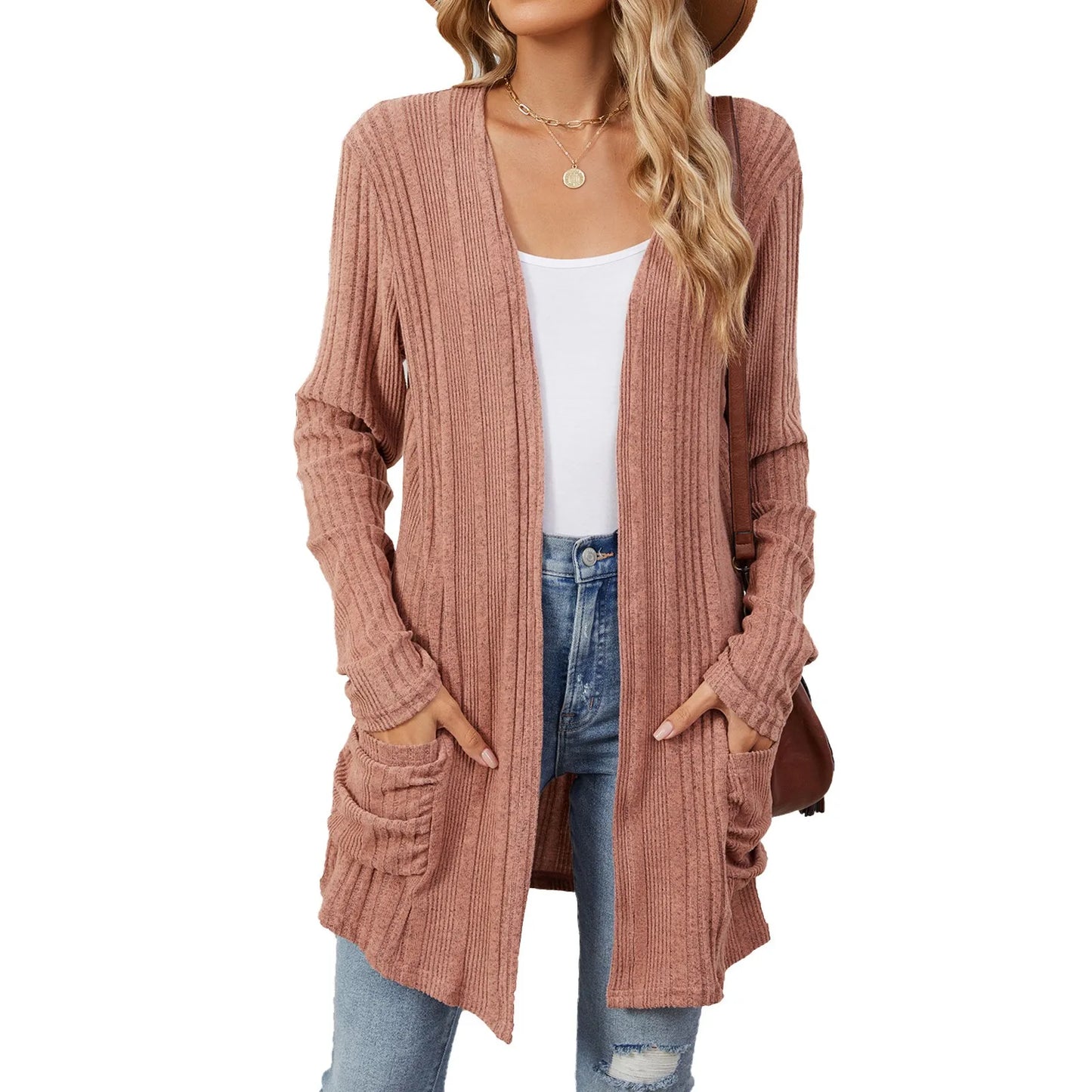 Gjertrud | Lang Cardigan med Lommer