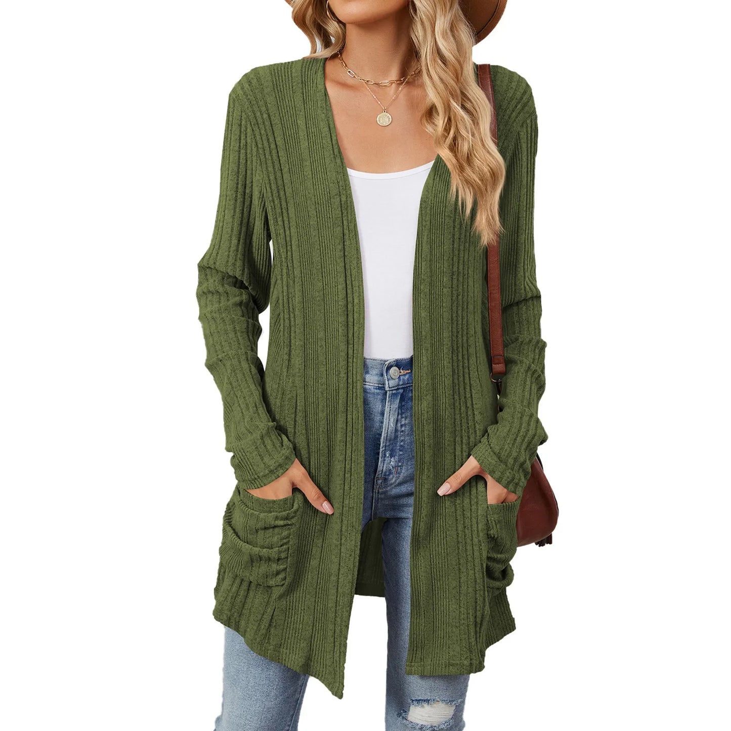 Gjertrud | Lang Cardigan med Lommer