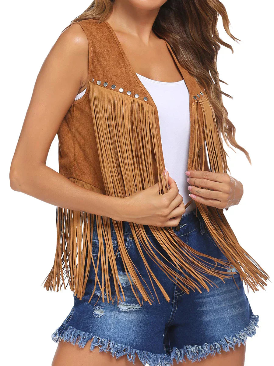 Tammy™ | Vintage Frynset Suede Vest