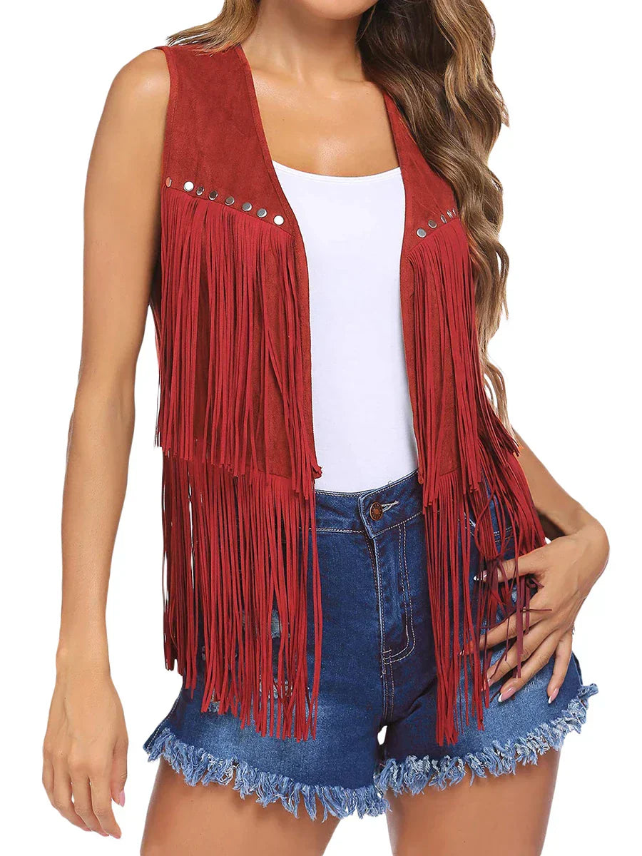 Tammy™ | Vintage Frynset Suede Vest