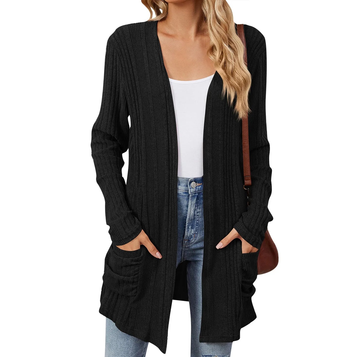 Gjertrud | Lang Cardigan med Lommer