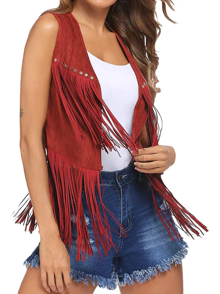 Tammy™ | Vintage Frynset Suede Vest