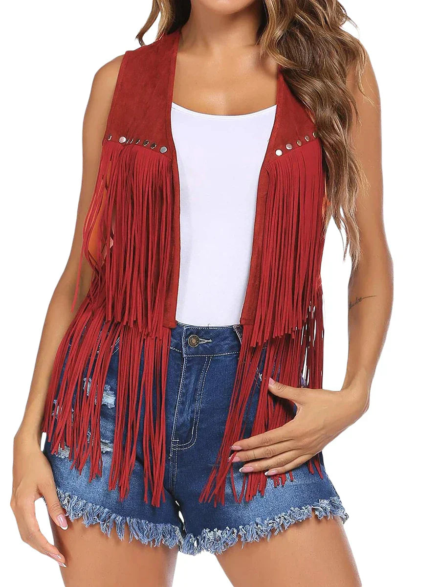 Tammy™ | Vintage Frynset Suede Vest