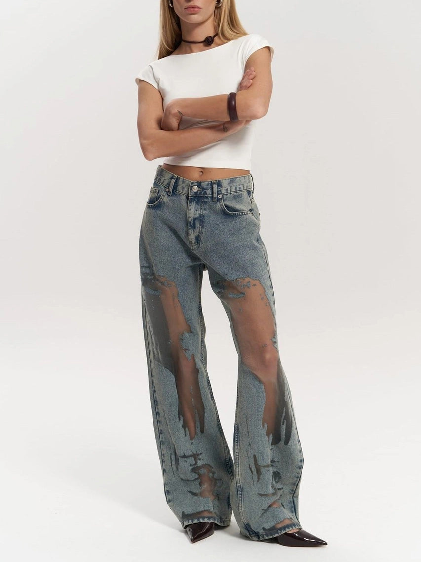 Lysandra - Højtaljede gennemsigtige jeans