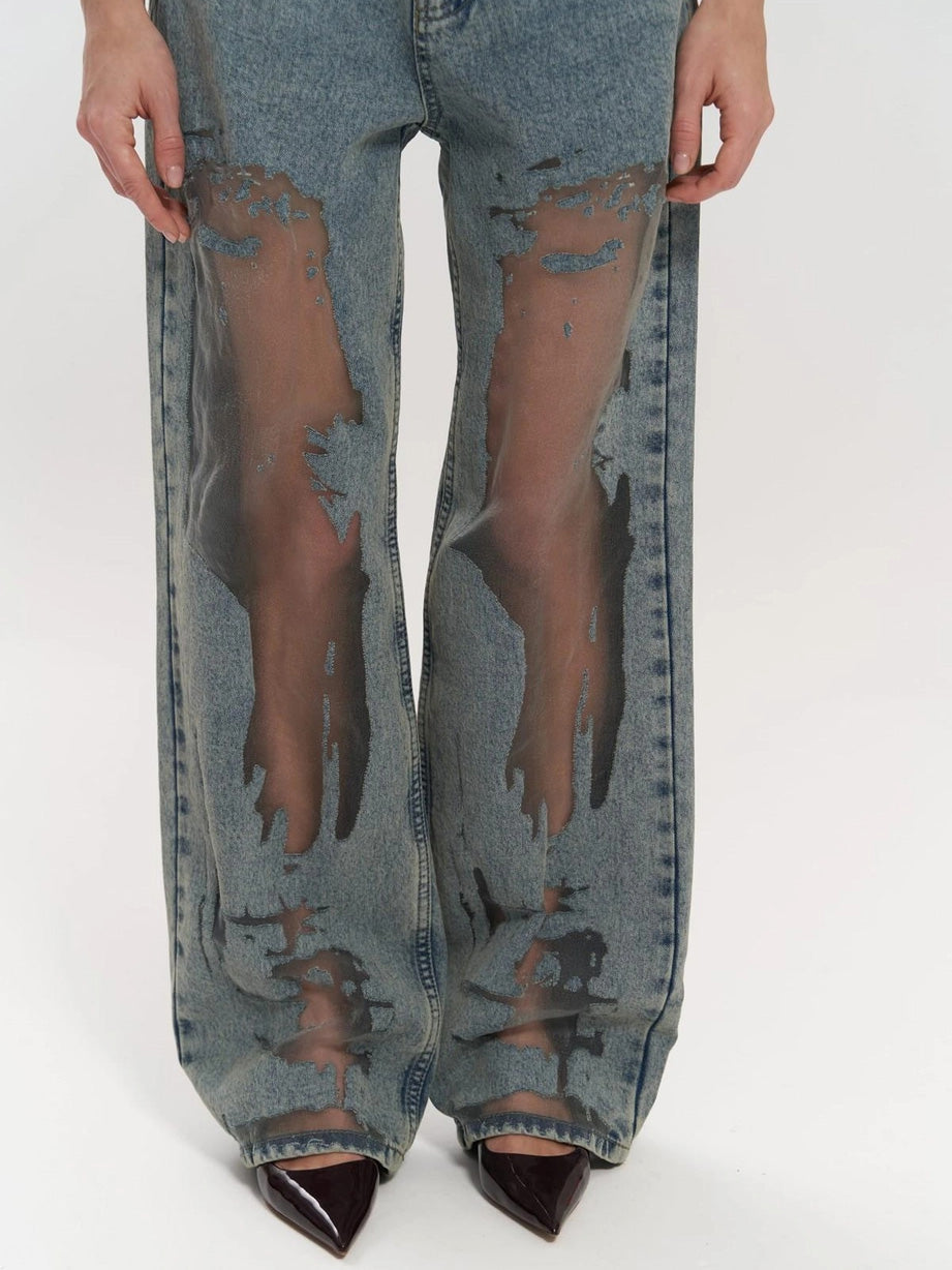 Lysandra - Højtaljede gennemsigtige jeans