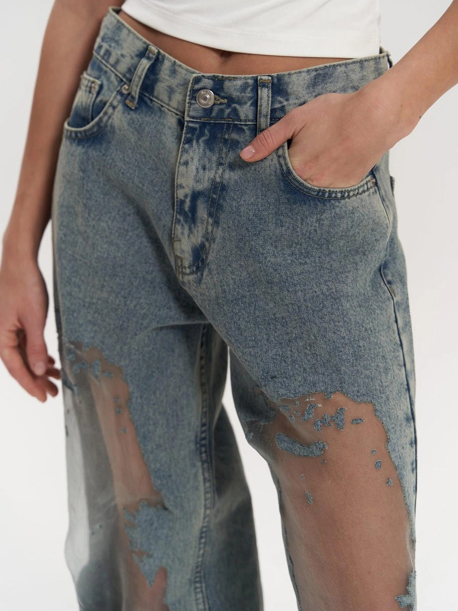 Lysandra - Højtaljede gennemsigtige jeans