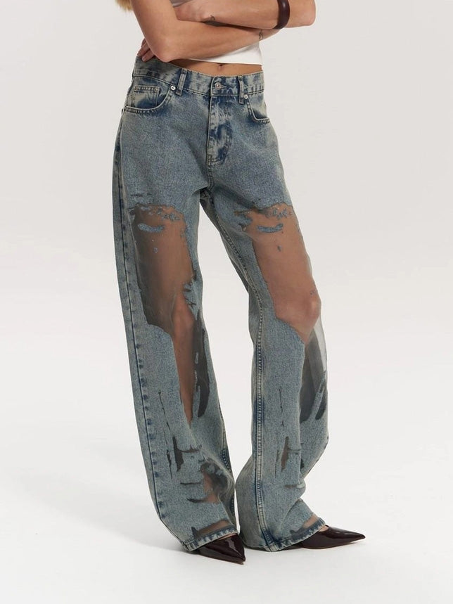 Lysandra - Højtaljede gennemsigtige jeans