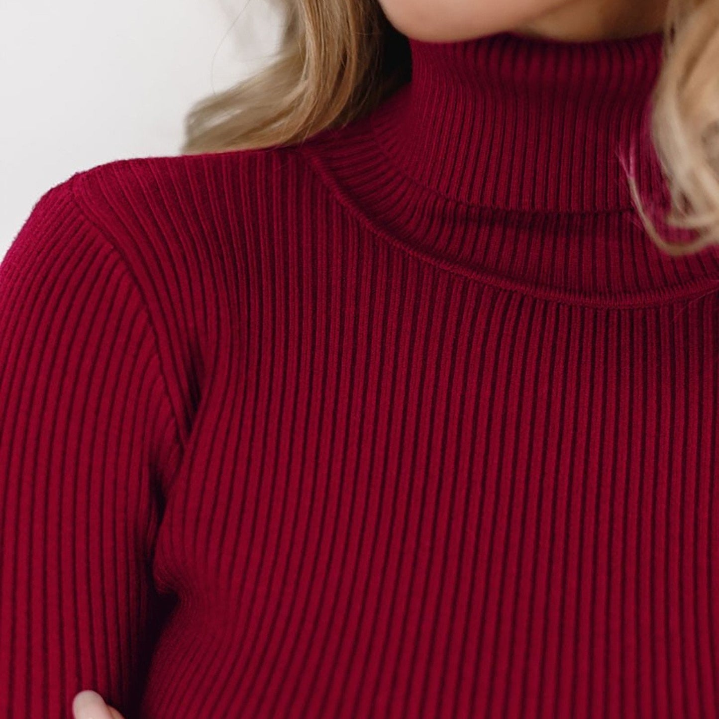 Dagbjørt | Ribstrik Sweater med Rullekrave