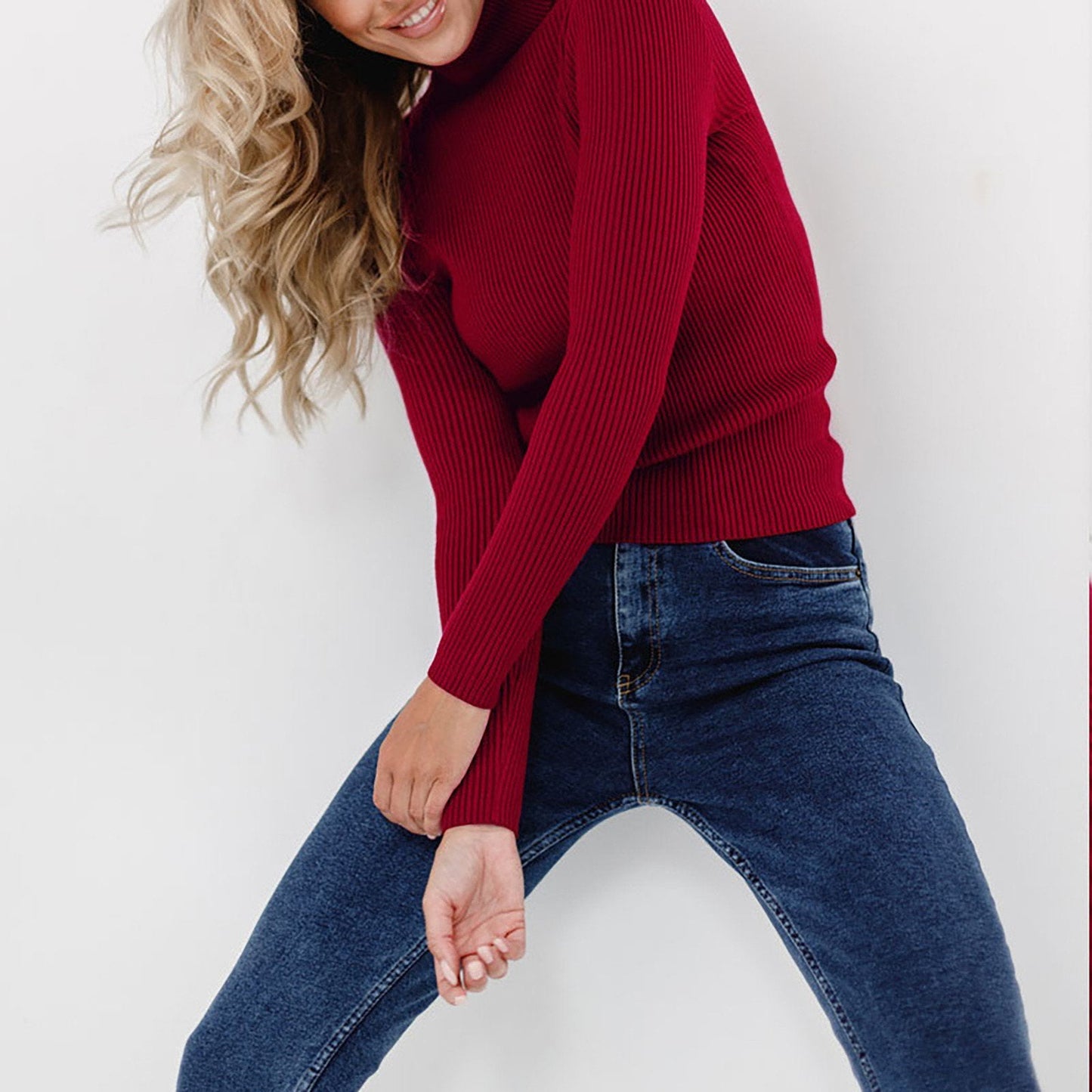 Dagbjørt | Ribstrik Sweater med Rullekrave