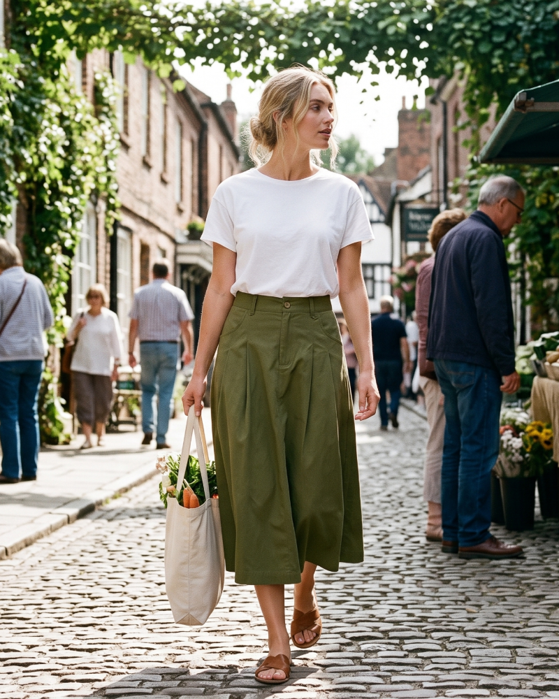 Nete | Midinederdel med Knapper og Lommer