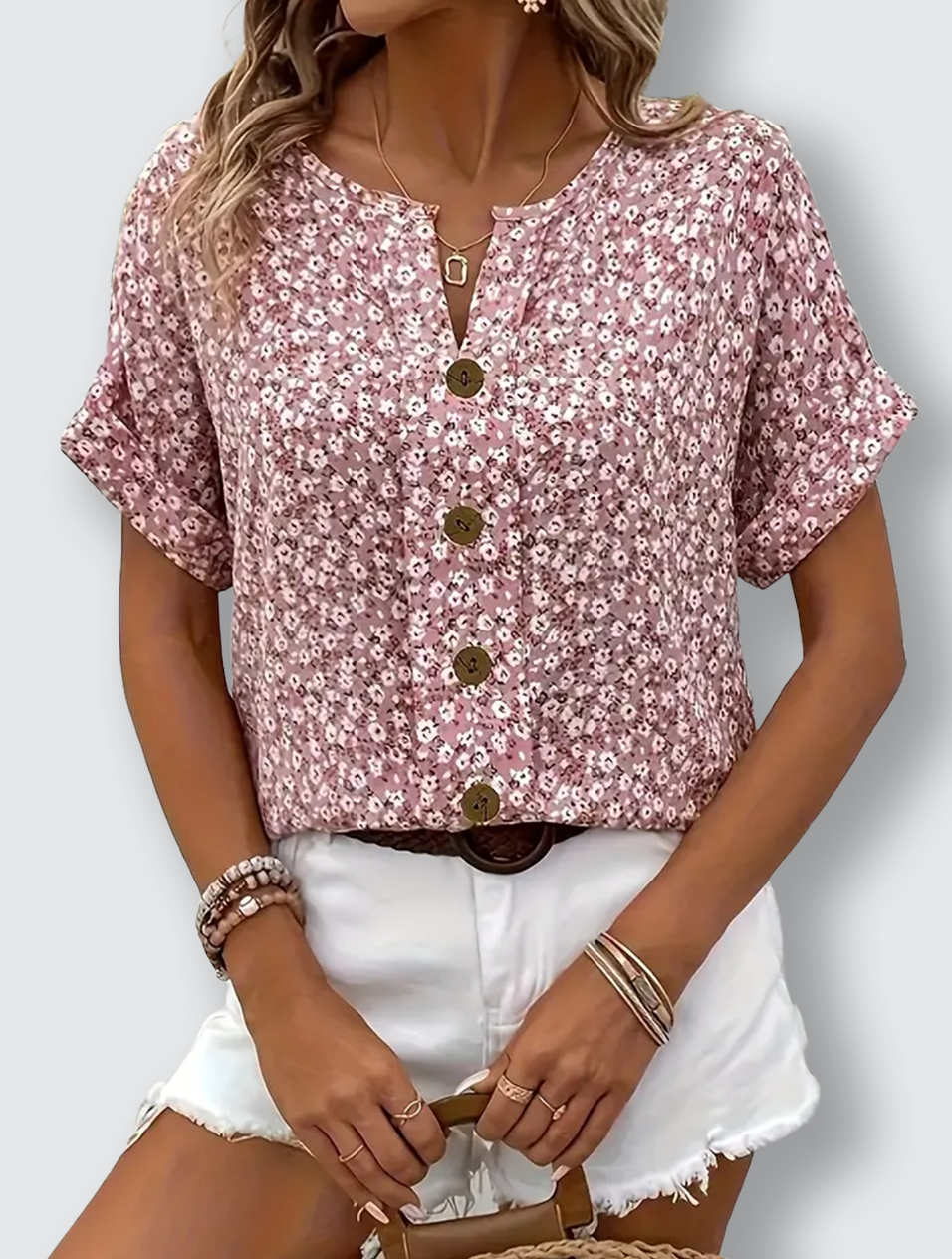 Asta | Floral Knapbluse