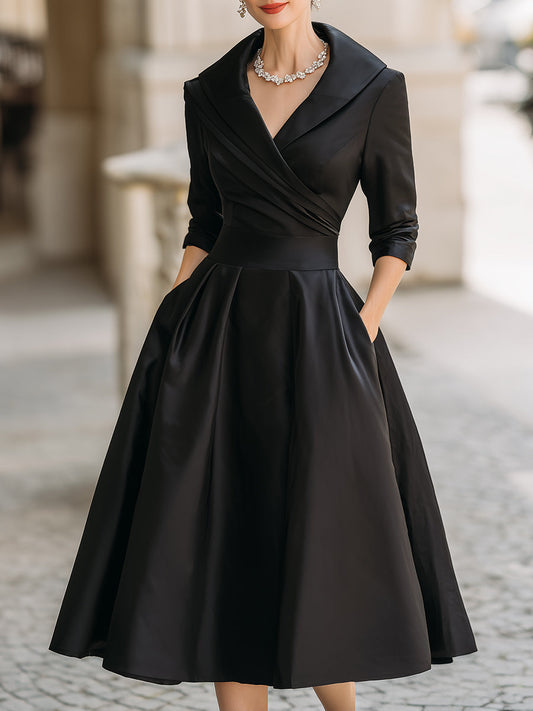 Thyra | Elegant Midikjole med Sjalskrave