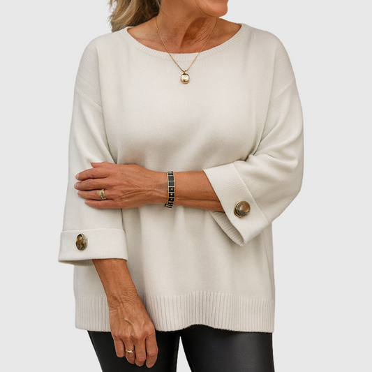 Aslinn | Blød sweater i ensfarvet strik