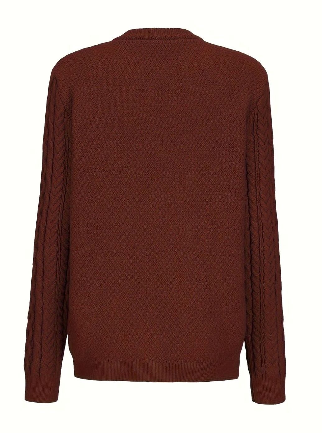 Kabelstrikket cardigan med knapper nærbillede af stoffet