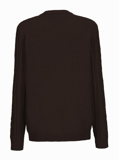 Kabelstrikket cardigan med knapper detalje ved kanten