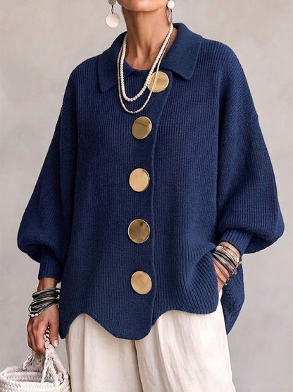Augustine oversize cardigan med krave set forfra