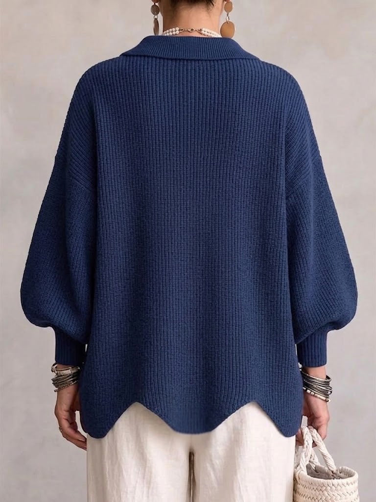 Oversize cardigan med krave set fra siden