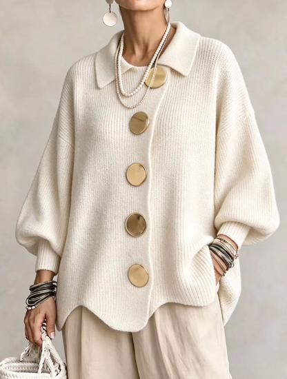 Oversize cardigan med krave set bagfra