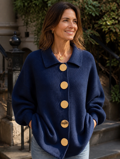Oversize cardigan med krave detalje ved kanten