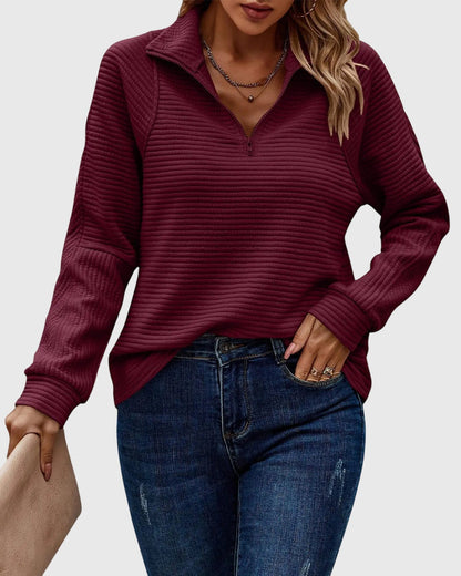 Sweater med halv lynlås i fuld længde