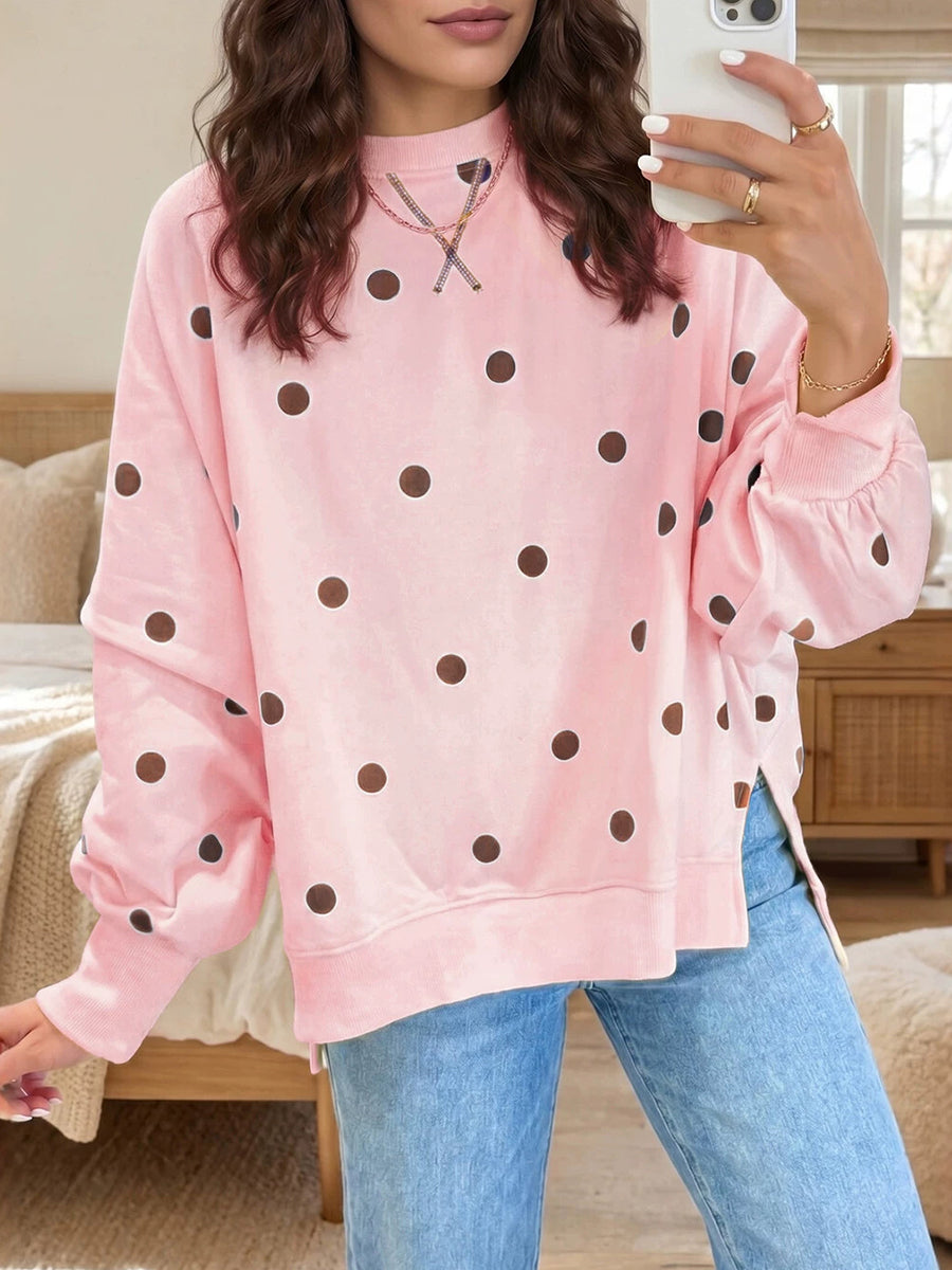 Prikket sweatshirt set fra siden