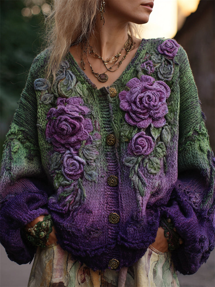 Torlaug | Blomstret Cardigan med Åben Front