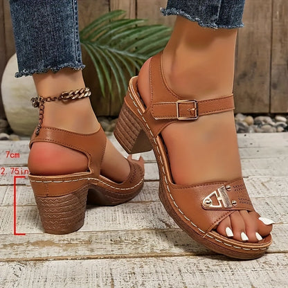 Merete | Sandaler med Blokhæl og Remme