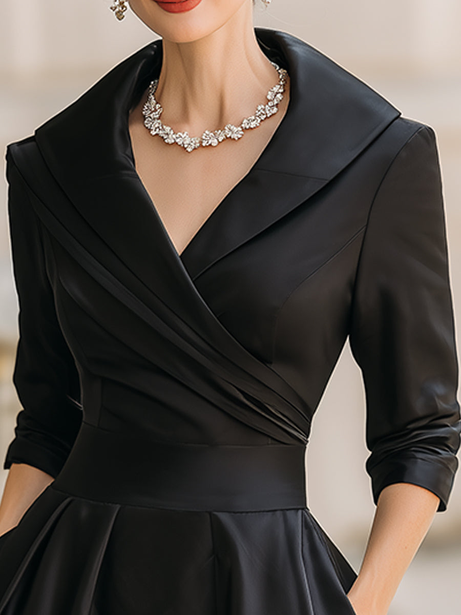 Thyra | Elegant Midikjole med Sjalskrave