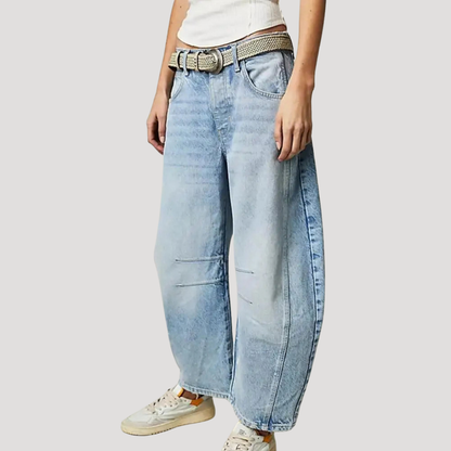 Jette | Leopard Jeans med Buede Ben