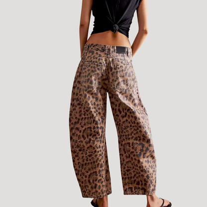Jette | Leopard Jeans med Buede Ben