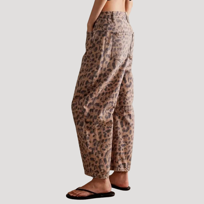Jette | Leopard Jeans med Buede Ben