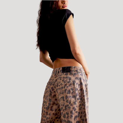 Jette | Leopard Jeans med Buede Ben