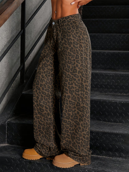 Vibse | Jeans med Leopardprint og Høj Talje