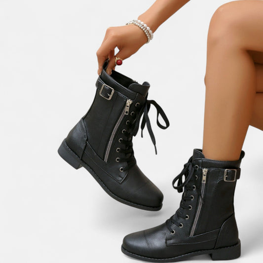 Ruth | Snørede Ankelstøvler i Combat-Look