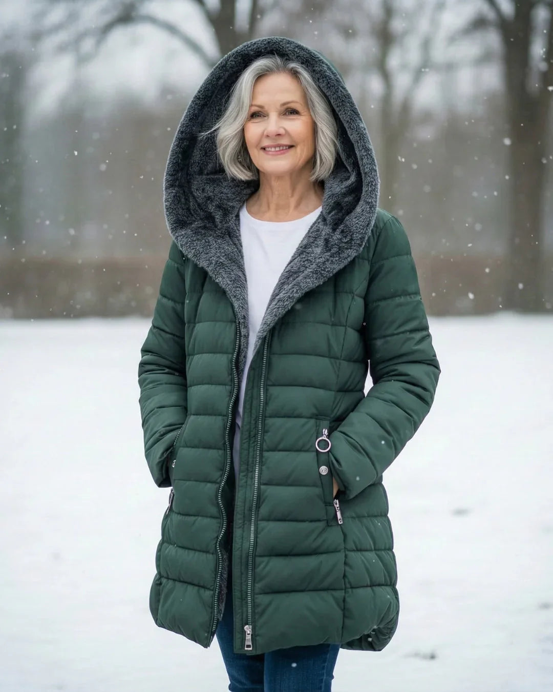 Didde vinterjakke med sherpafor set forfra