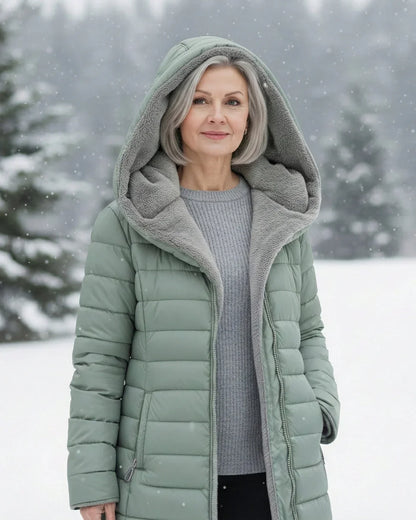 Vinterjakke med sherpafor set i profil