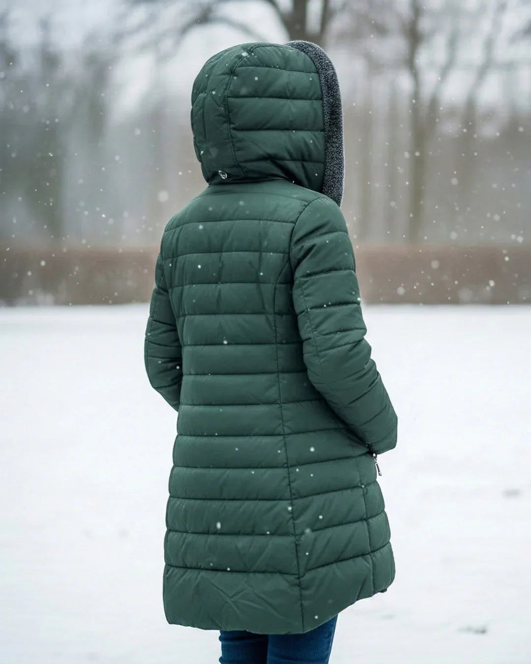 Vinterjakke med sherpafor i fuld længde
