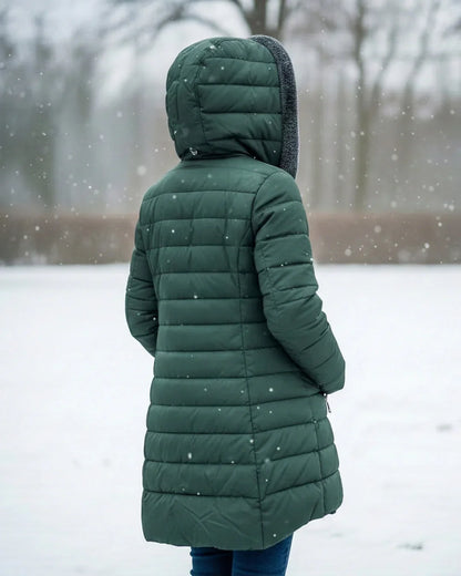 Vinterjakke med sherpafor i fuld længde