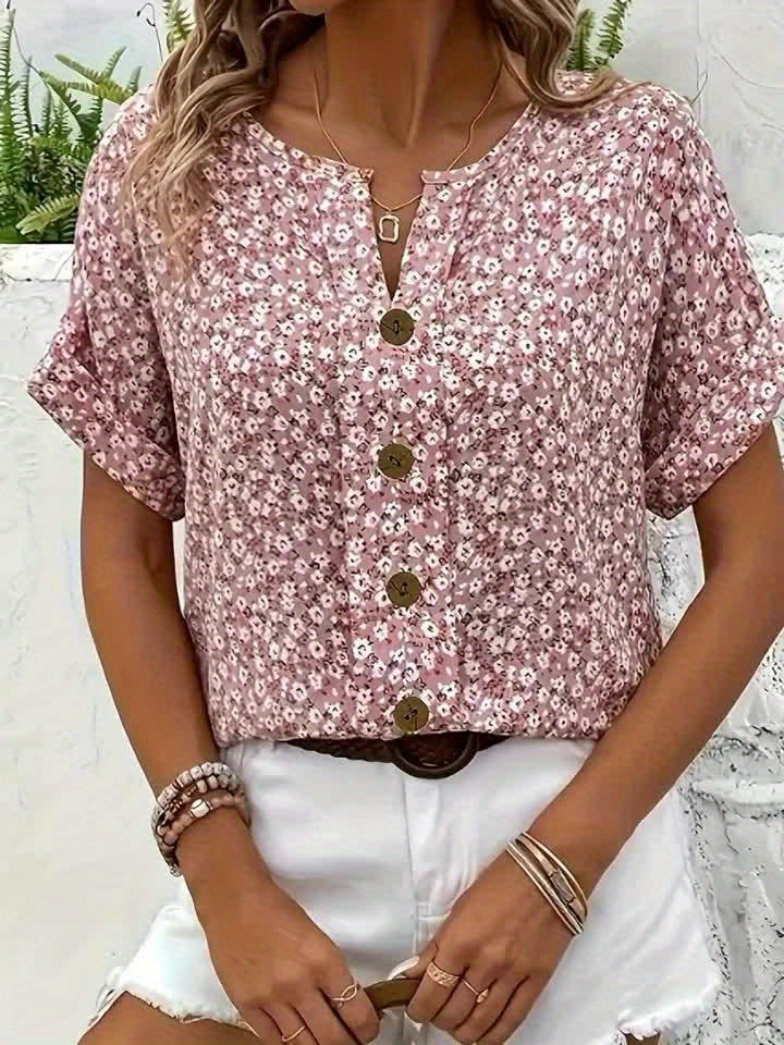 Asta | Floral Knapbluse
