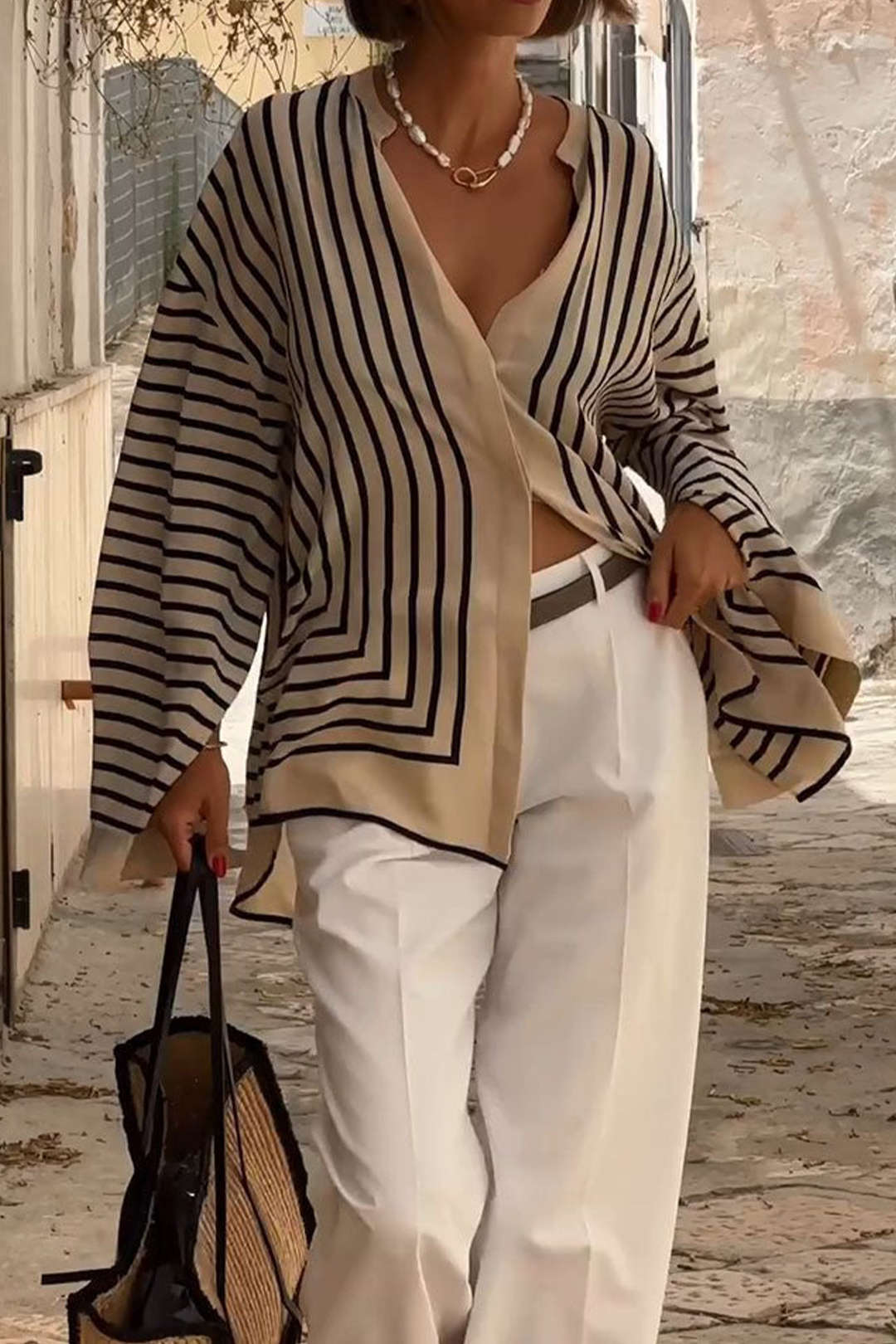 Solveig | Stripe Print Langærmet Skjorte