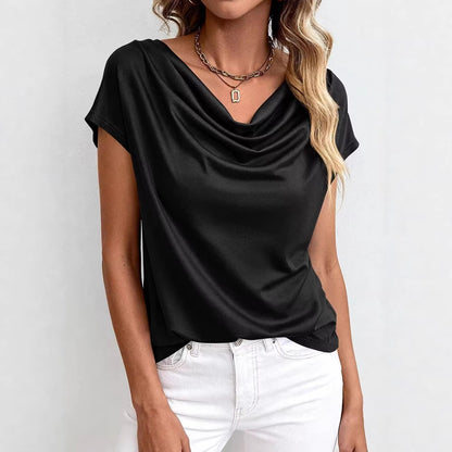 Ulrikke | Bluse med Vandfaldshals