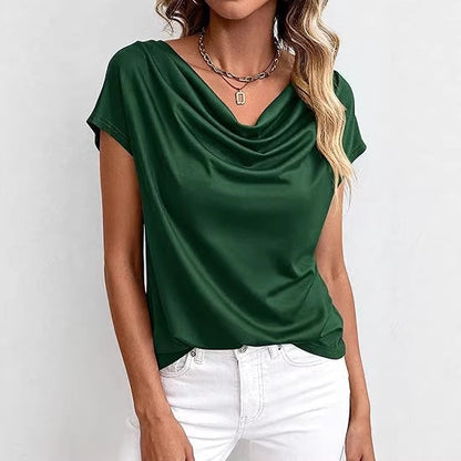 Ulrikke | Bluse med Vandfaldshals