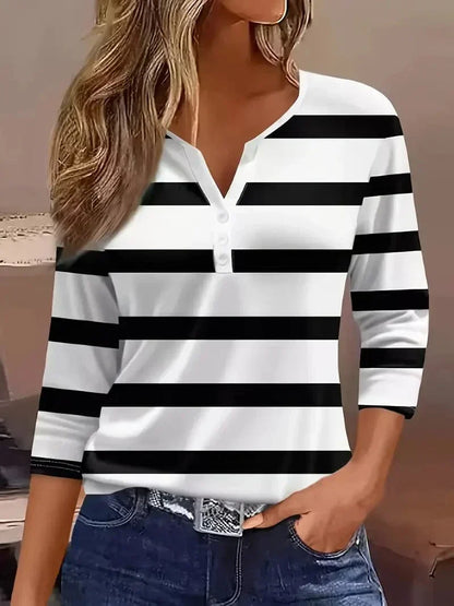 Sigrid | Stribet V-Hals Top