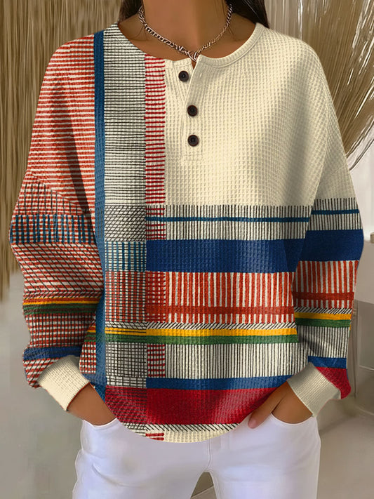Gjertine vaffelstrikket sweater set forfra